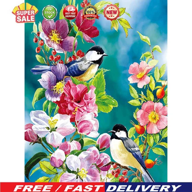 Kit de pintura por números hágalo usted mismo aves flores lona óleo pared arte imagen adornos