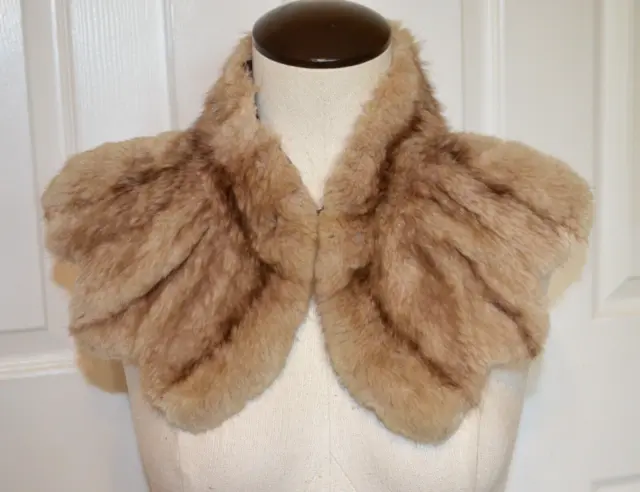 Antique Real Rabbit Brown Fur  Collar  Approx  25.5" Long
