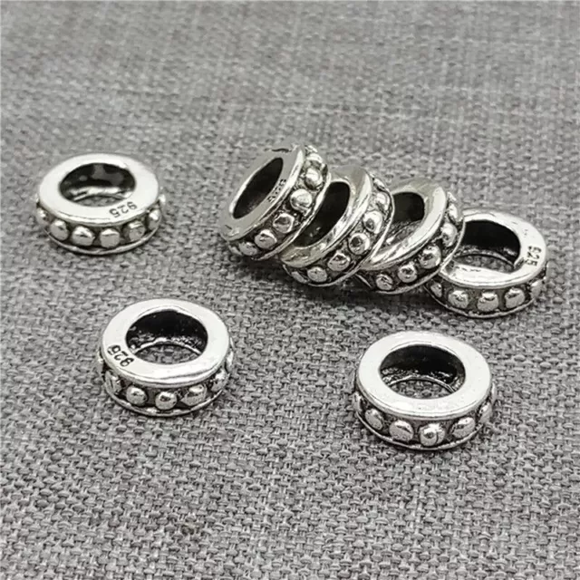 10pcs of 925 Sterling Silver Large Hole Round Spacer Beads for Bracelet