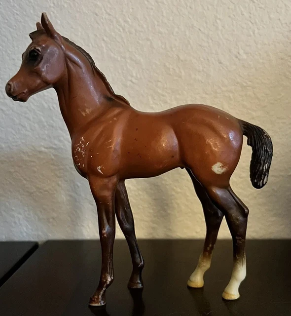 VINTAGE HORSE TOY 6" Tall Blue Ribbon Ranch Stables Blue Box Brown