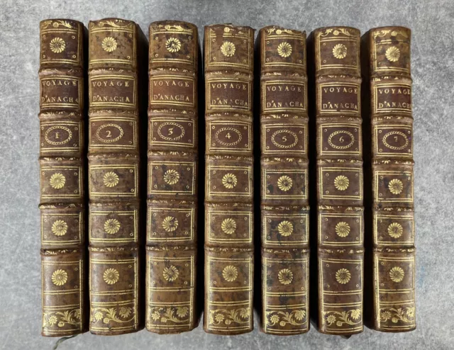 BARTHELEMY. VOYAGE DU JEUNE ANACHARSIS. 2e EDITION. 7 TOMES. DE BURE L’AÎNÉ 1789