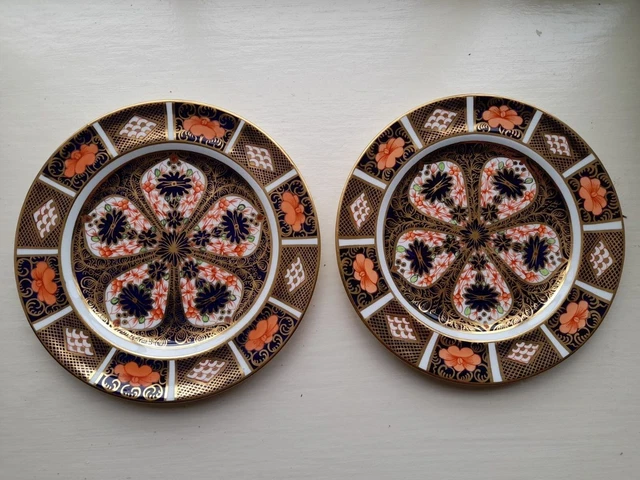 2 x ROYAL CROWN DERBY IMARI PATTERN 1128 7" SIDE PLATES C.1891-1921
