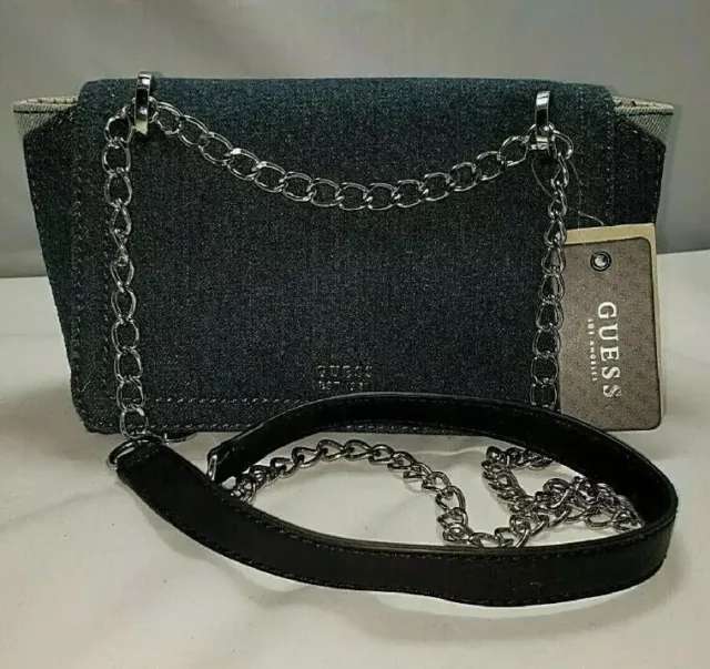 NMT Guess Crossbody Blue Handbag Purse DE684021 Chain Shoulder Strap