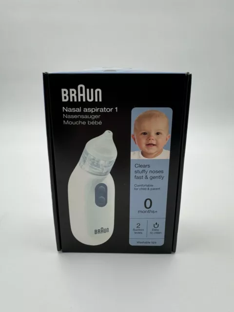 Braun BNA100EU Elektrischer Nasensauger Baby Kinder Erwachsene 2 Einstellungen