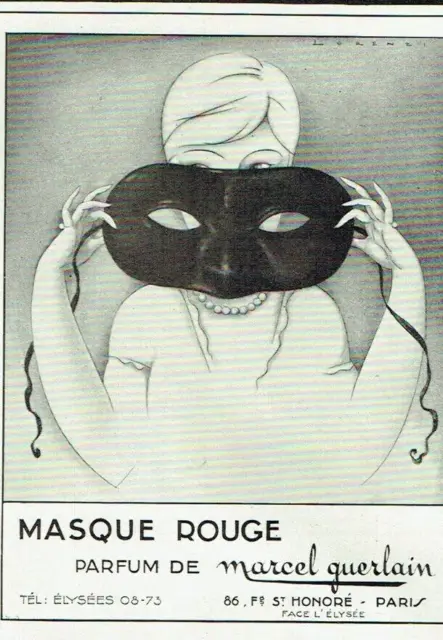 publicité Advertising  AD 0223 1926   Masque Rouge  parfum Marcel Guerlain