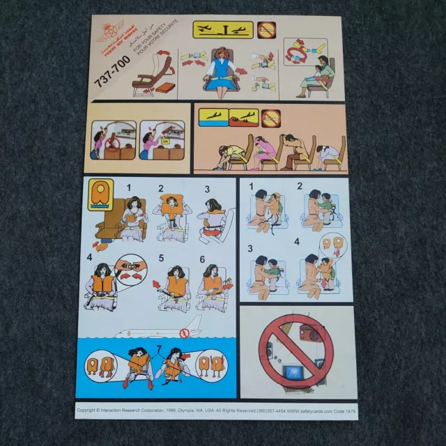 Royal air Maroc Boeing 737-700 Safety Card