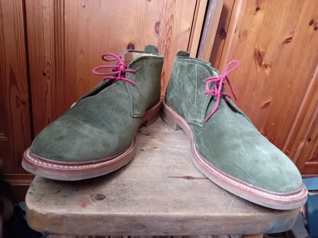 LOAKE GREEN SUEDE full leather oxford brogue UK 8 42 mens wingtip Goodyear welt 105.00 PicClick UK