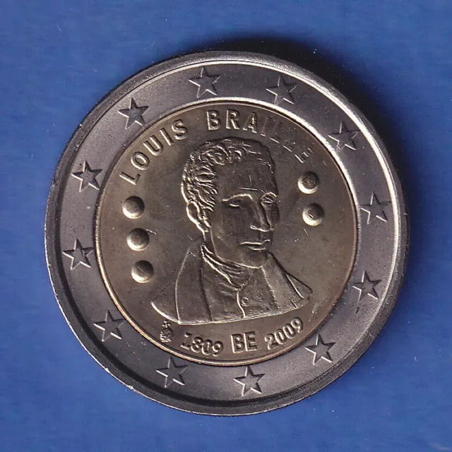Belgien 2009 2-Euro-Sondermünze 200.Geburtstag v. Louis Braille bankfr. unzirk.