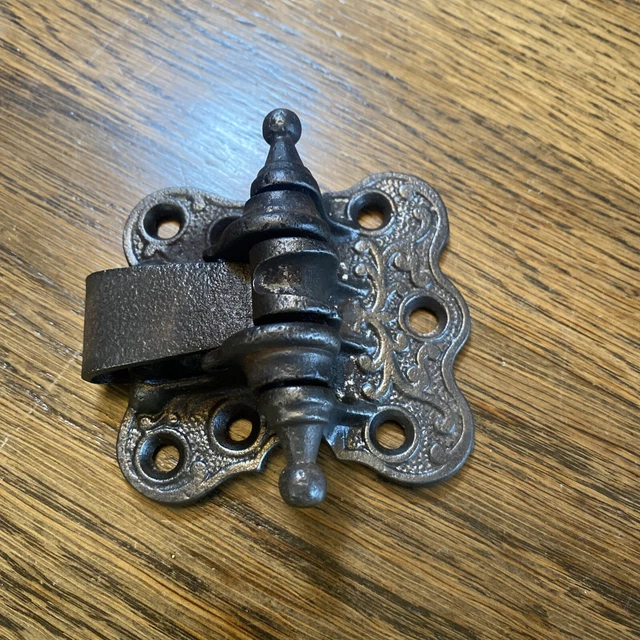 ANTIQUE SPRING LOADED CastIron Victorian Ornate Screen Door Hinge