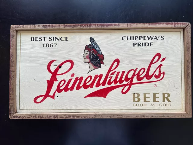 Authentic Leinenkugel's Beer Barn Wood Advertising Sign Chippewa Falls Wisconsin