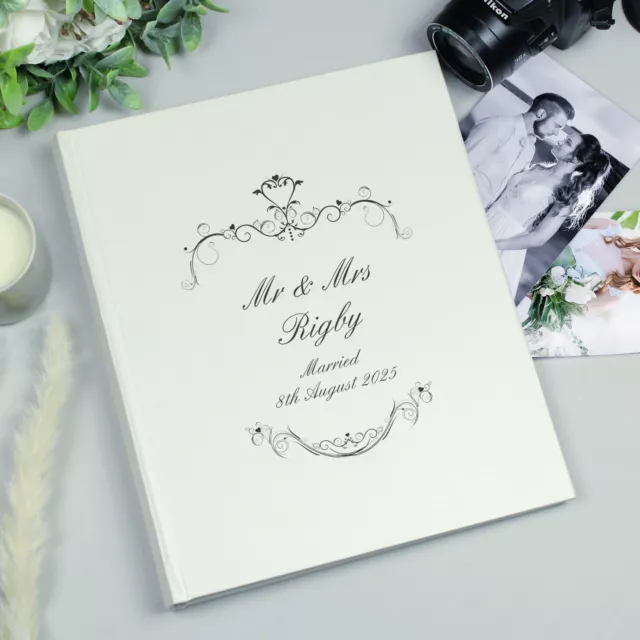 Personalised Wedding Mr Mrs Traditional Mr & Mr Ornate Black Swirl Photo Album