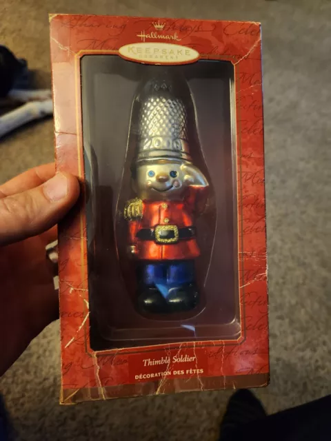 Hallmark Czech Glass THIMBLE TOY SOLDIER 2000 Keepsake Ornament Crown Reflection