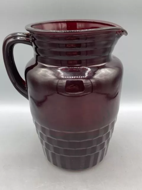 Vintage Anchor Hocking Royal Ruby Red WINDSOR Glass Pitcher 8 1/4"