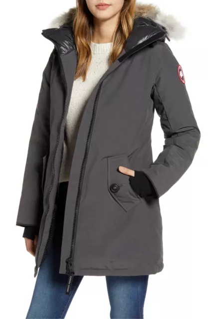 CANADA GOOSE ROSEMONT Down Graphite Parka Coyote Fur Women's Coat Size ...