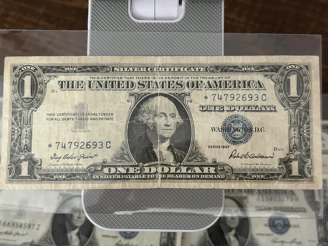 1957 $1 **Star Note** Silver Certificate, Blue Seal. Vf