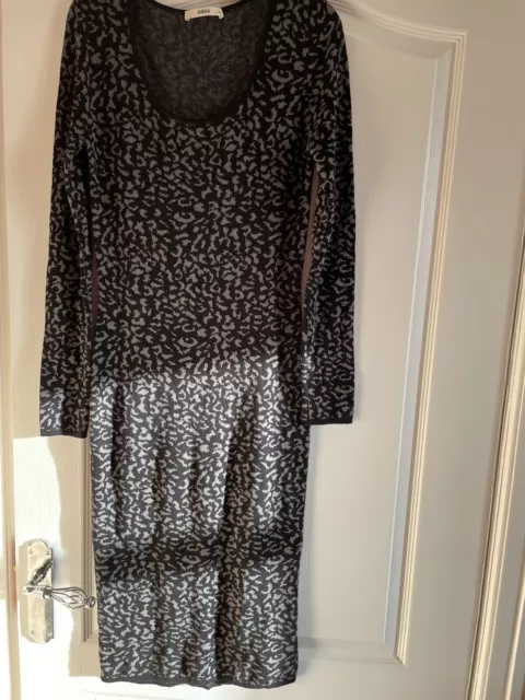 LADIES GORGEOUS OASIS Jersey Dress Size M L45 Black Grey Mix