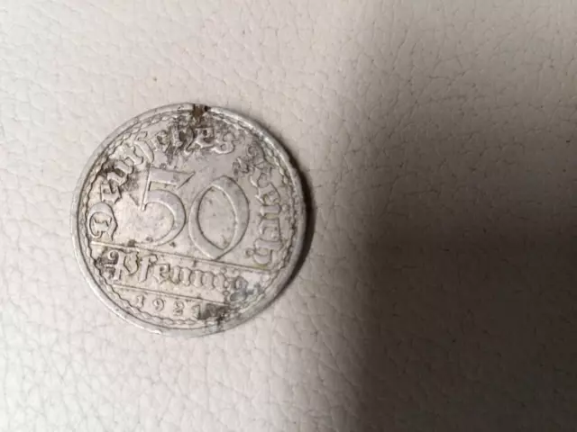 Deutsches Reich 50 Pfennig 1921 Fehlprägung Strahlenkranz Doppelprägung