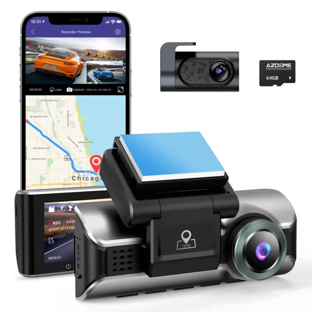 AZDOME 4K Dashcam 5GHz WiFi GPS Autokamera 4K+1080P Kollisionserkennung G-SENSOR