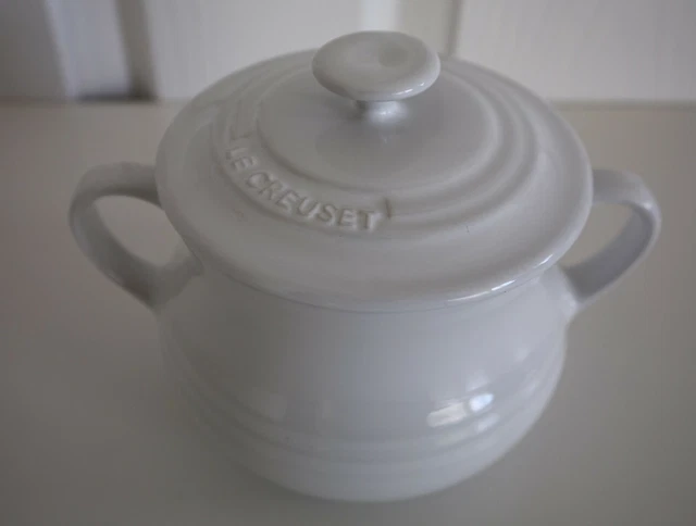 Le Creuset White Mini Casserole Bean Soup Pot with Lid 08-24
