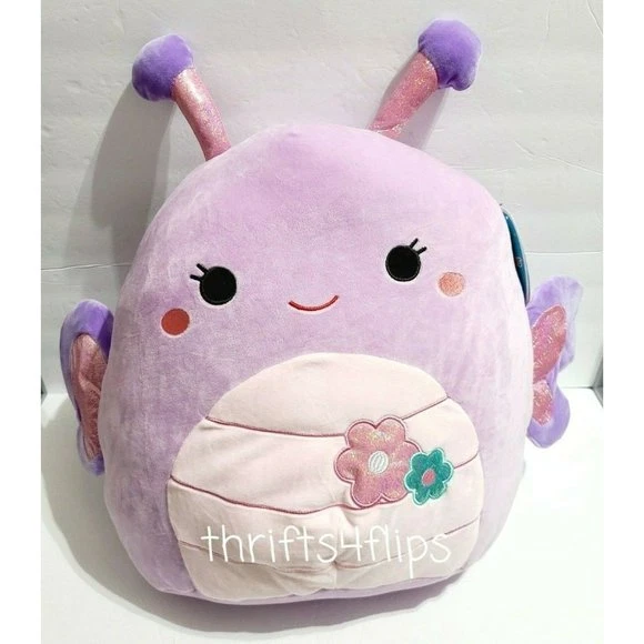 Squishmallows Original 16-Inch Plush - Brenda Lavender & Purple Butterfly, Model SQCR06156, Soft Polyester Material