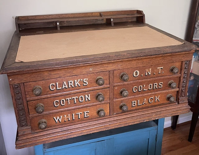 *RARE* CLARK’S ONT 6-Drawer SPOOL CABINET ~MERCANTILE~ Store THREAD DISPLAY