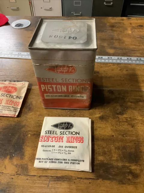 Lincoln Zephyr V12 Piston Rings Metal And Cardboard (12)  HS-6149-BR .015