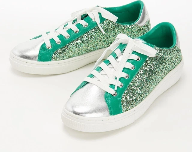 SKECHERS STREET GOLDIE Lace Up Sneakers Light Catchers PINK AND