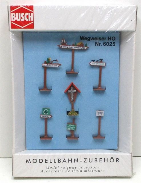 Busch H0 Wegweiser-Set – 6 Schilder & 1 Kruzifix Für Modellbahn-Landschaften Im Maßstab 1:87