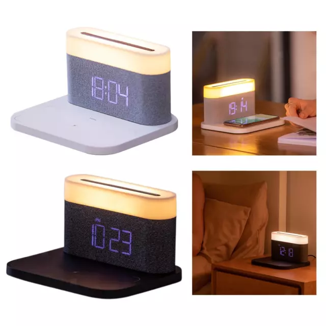 Lampe de chevet tactile bluetooth haut-parleur compatible avec apple  smartphones horloge réveil avec affichage à led-blanc