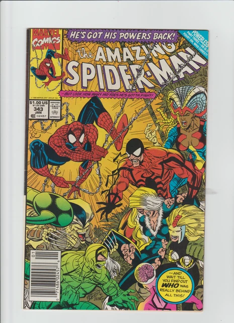 Amazing Spider-Man #343 1990 Marvel 1St Cameo Of Cardiac Newsstand Vf