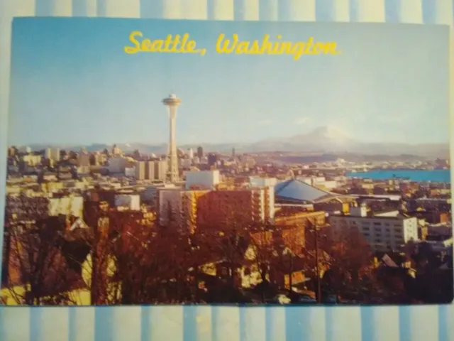 Vintage Photo Post Card Aerial View Over Seattle  Washington
