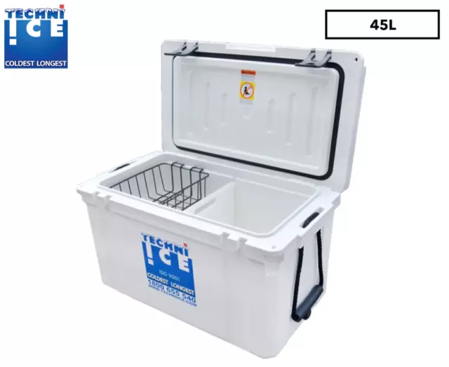 Techni Ice 45L Classic Hybrid Series Ice Box Cooler Esky Drinks Cans Party White