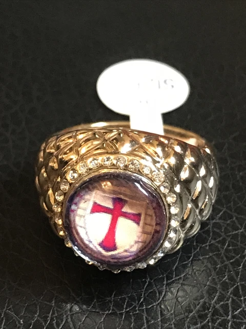 bague/chevalière métal doré et strass cristal