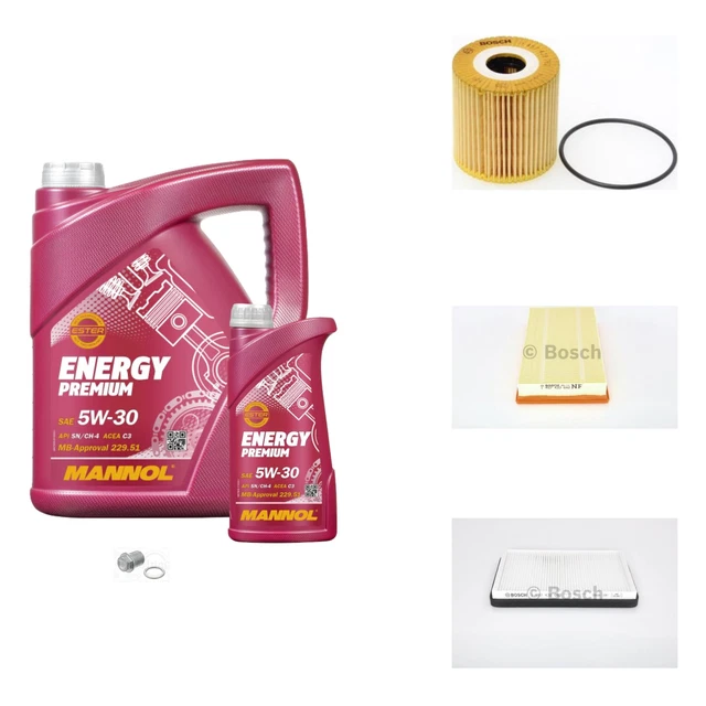 Bosch Pacchetto di Ispezione 6 L mannol Energy Premium 5W-30 per Volvo V70 I 2.4