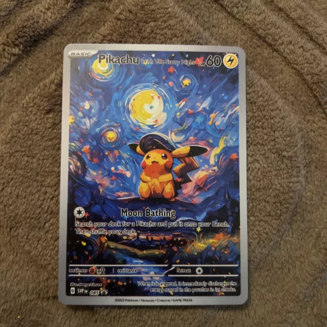 Pokemon Pikachu Moon Bathing with The Starry Night Van Gogh Card