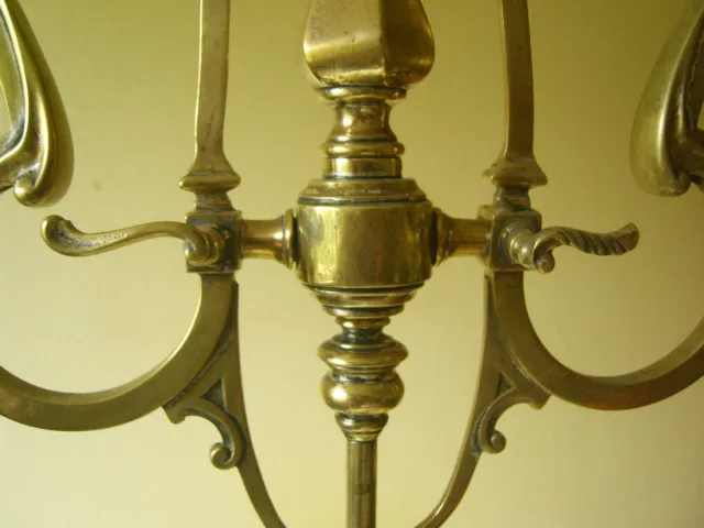 antike Hängelampe zweiarmig Messing Lampe elektrifizierte Gaslampe um 1900 3