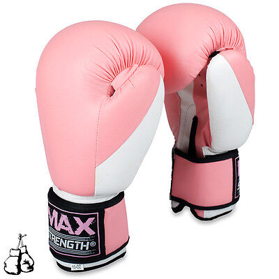 Ladies Pink Boxing Training Gloves Grappling Punching Cage Fight Muay Thai MMA