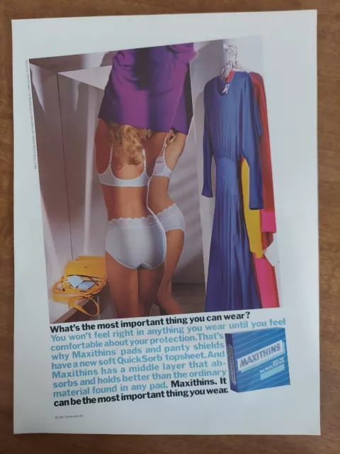 1988 Maxithins Pads Panty Shields PRINT AD Can Be Most Important