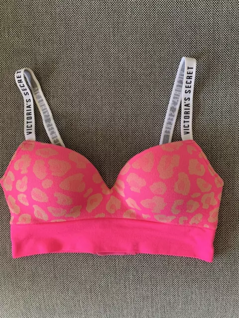 Victoria’s Secret Neon Pink Cheetah Leopard Push Up Bra  Size S 32C