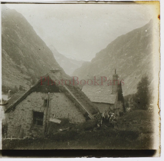 FRANCE La Bérarde Hameau Photo 1930 Plaque de verre Stereo Vintage 