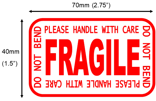 Poignée fragile avec soin ne pas plier étiquettes rouges autocollants 70x40 FRA-LP-ROLL