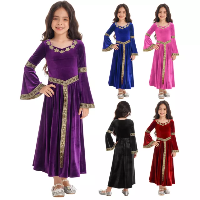 Girls Renaissance Vintage Ball Gown Medieval Princess Costume Fancy Dress up