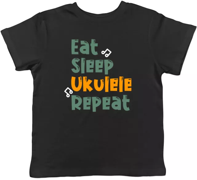 Eat Sleep Ukulele Kids T-Shirt Uke Strings Instrument Guitar Children Boys Girls