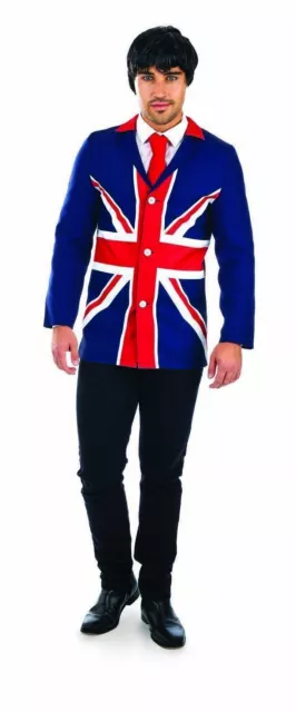 Herren 1960er Jahre Union Jack Jacke Kostüm M-XL Erwachsene 60er Jahre Mod Kostüm