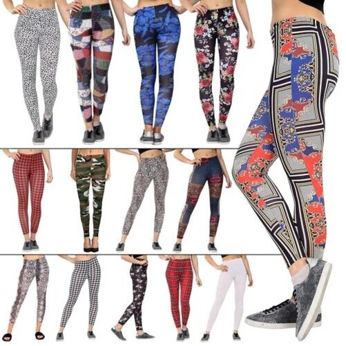 Donna Stampato Lunghezza Intera Leggings Elasticizzati Skinny Pantaloni Casual
