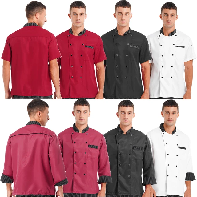 Xnihocha Chef Coat Short Sleeve Double-Breasted Chef Shirt