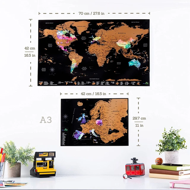 Luckies Of London – Scratch Map Deluxe Edition: Mappa Del Mondo Da Grattare 82x59 Cm, Con Capitali E Stati - 3
