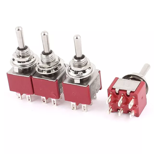 4pcs 250VAC 2A 125VAC 5A 6 Bornes DPDT 3 Position ON / OFF / ON Momentary Toggle