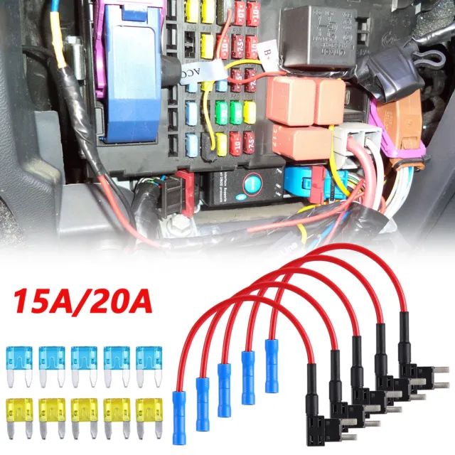 Fuse TAP ADAPTER KIT 12V 15/20 Amp Car Add-a-circuit Mini ATM APM Blade Fuse Lot