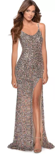 La Femme - 28482 Scoop Sequin Sheath Dress in Multi NWT Size 8